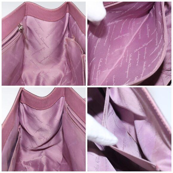 Salvatore Ferragamo Gancini Hand Bag Leather Pink Silver - Picture 15 of 16